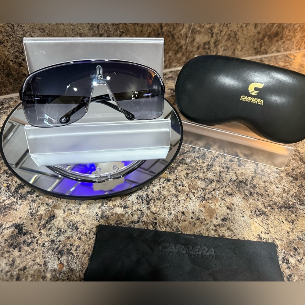 Carrera Dark Tinted Sunglasses with Black and Silver Accents